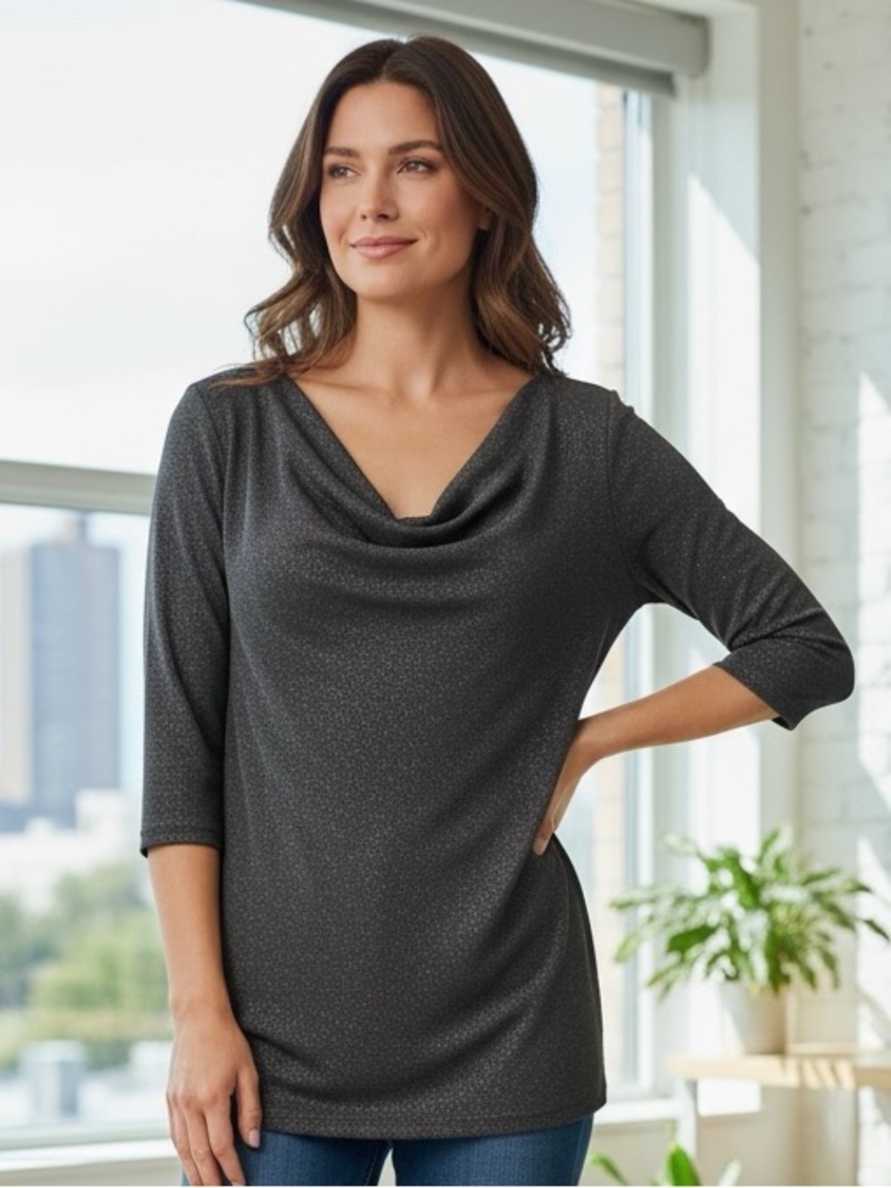 George shawl collar glitter top Size L